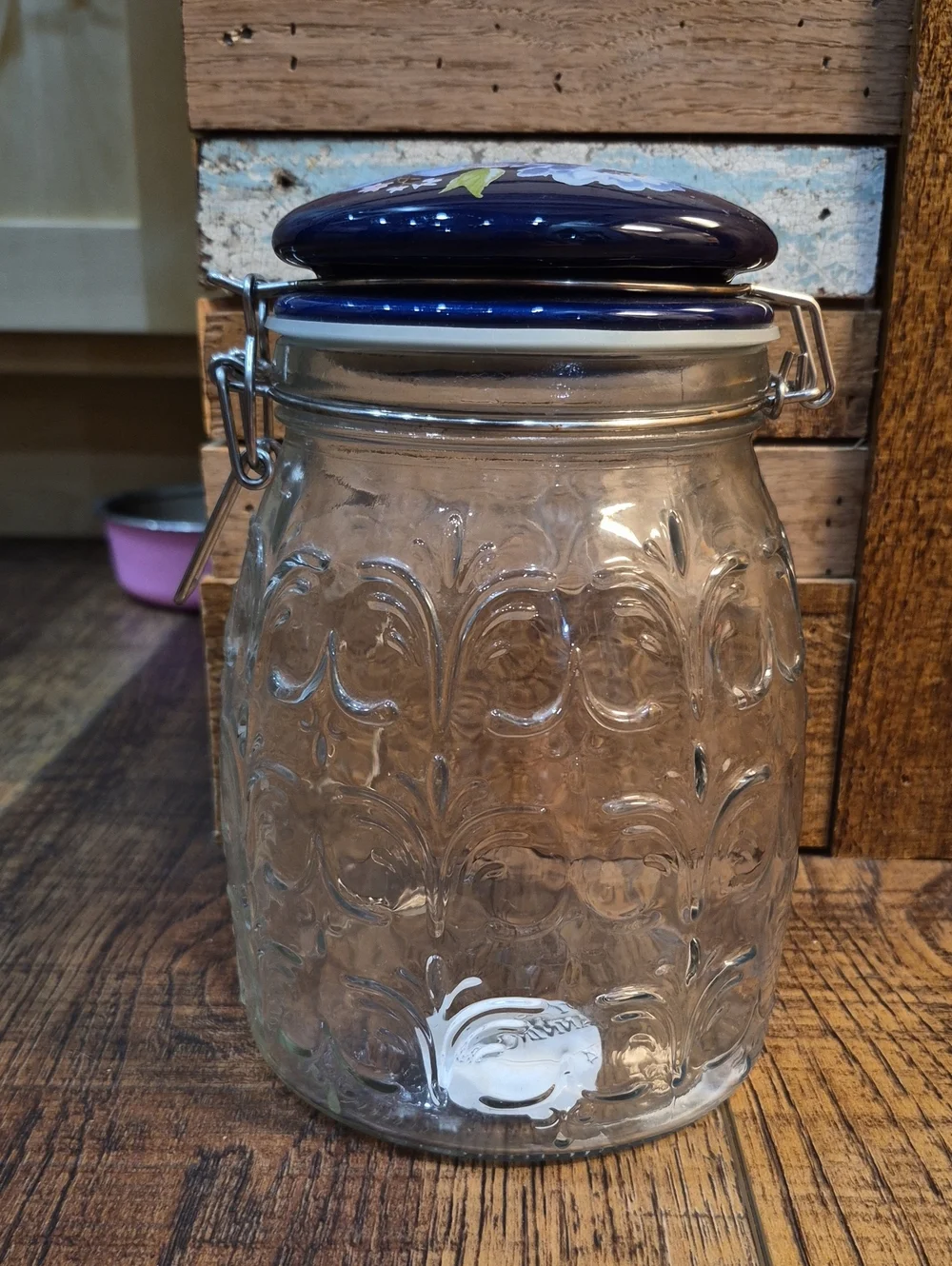 Pioneer Woman Discontinued Heritage Floral Glass Jar With Ceramic Lid
